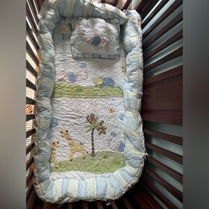 Pottery Barn Kids Jungle Animals Blue and Green Quilted Bedding